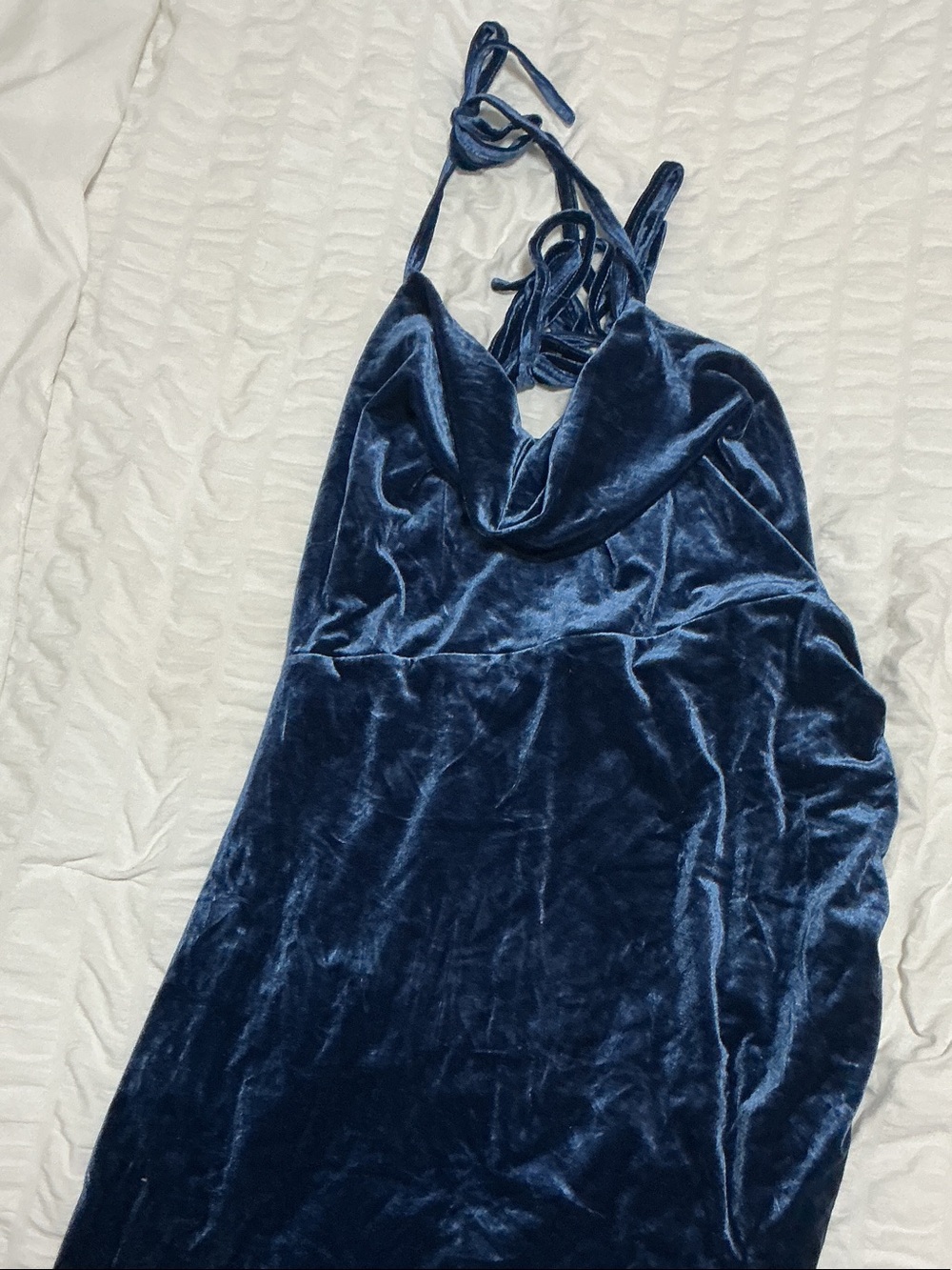 Cider Navy Blue Velvet Slip Dress